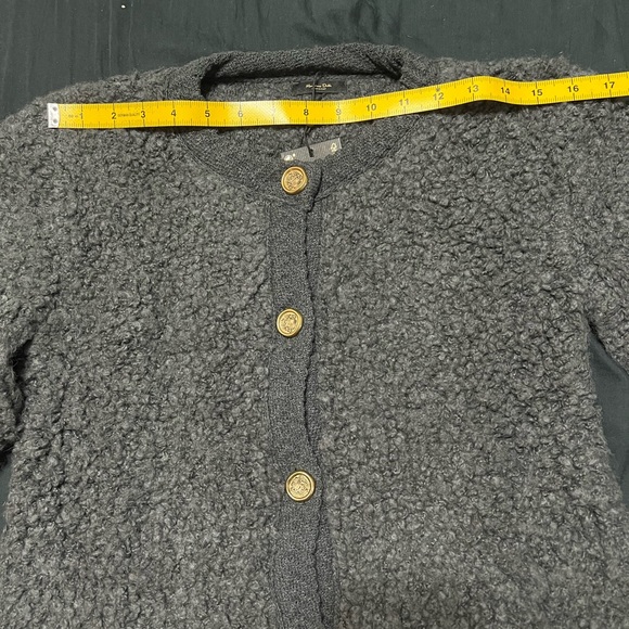 Massimo Dutti Boucle Knit Cardigan with button Charcoal Gray - Picture 12 of 12
